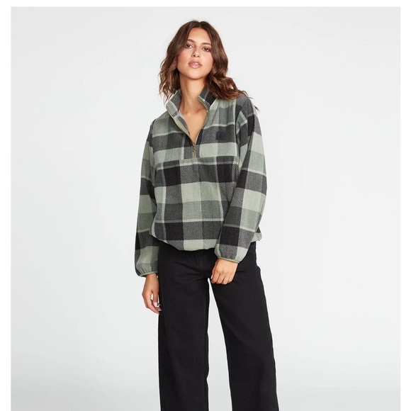 Volcom Green and Black Zip Up Sweater - Picture 6 of 7